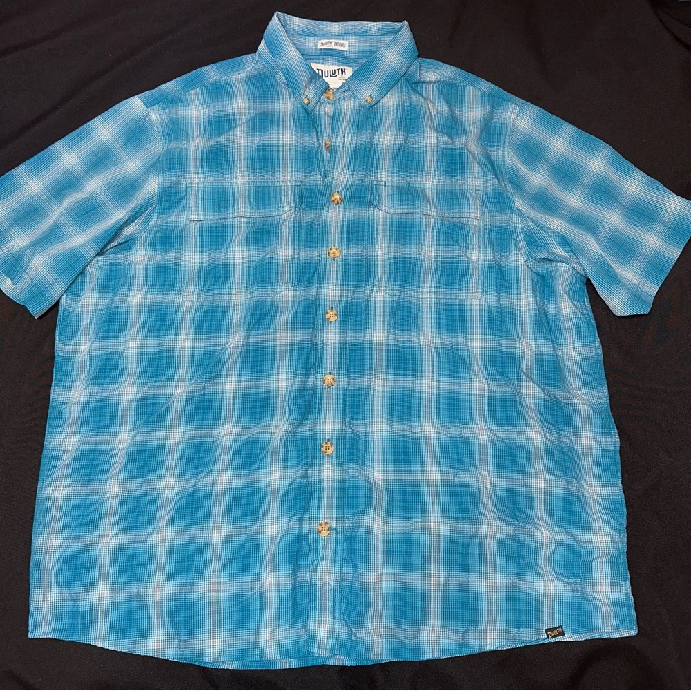 Duluth Untucked button down green Plaid Men's‎ Shirt XL Tall